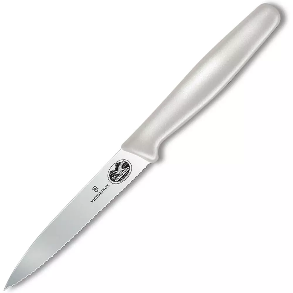 VICTORINOX Serrated White Handle Knife 42604 1 VICTORINOX Serrated White Handle Knife 42604