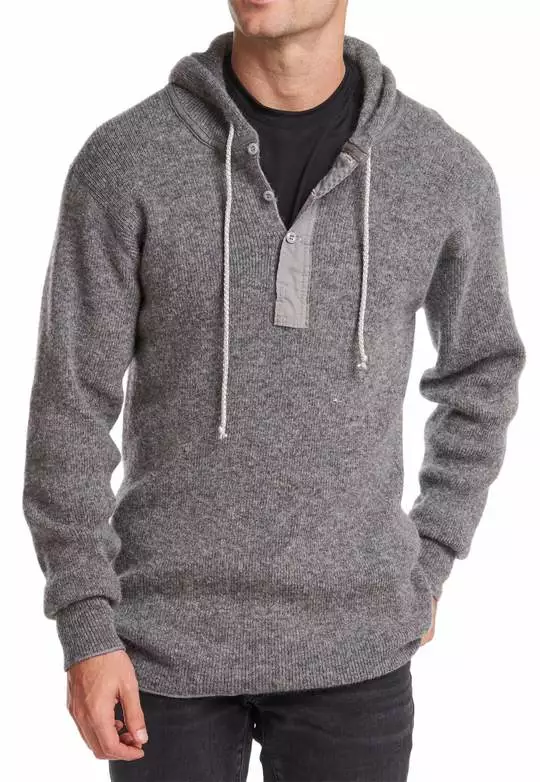 Stanfield's Men's Heavy Weight Wool Henley With Hood 1 Stanfield's Men's Heavy Weight Wool Henley With Hood