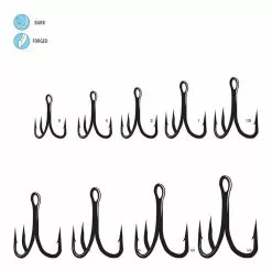 Gamakatsu Black Treble Hooks, 4X Strong