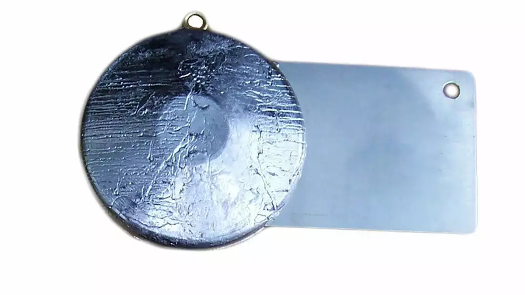 Pacific Net & Twine Ltd Pancake Weight With Stainless Steel Fin - Each 1 Pacific Net & Twine Ltd Pancake Weight With Stainless Steel Fin - Each